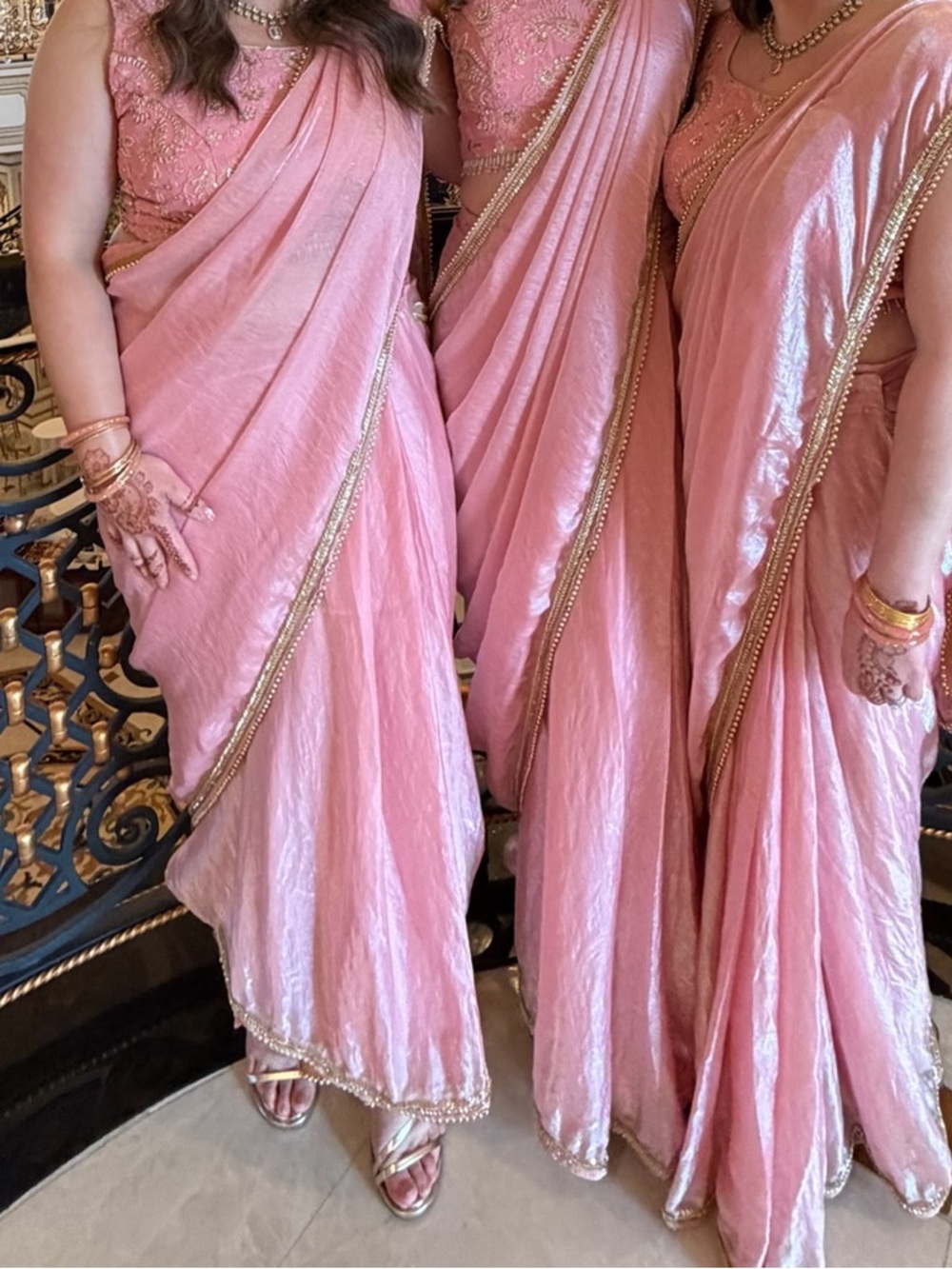Pink Embellished Saree with Beaded Trim (Petite) - Picture 2 of 9